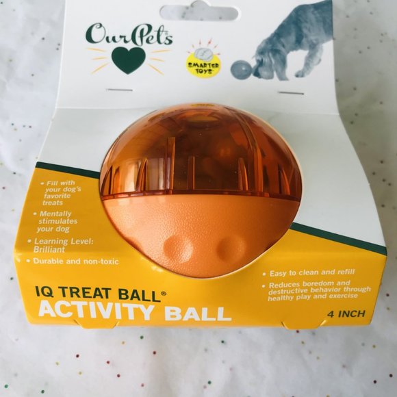 Dog Toy OurPets IQ Treat Ball  Orange Color  Size : 4 inch - Picture 3 of 4